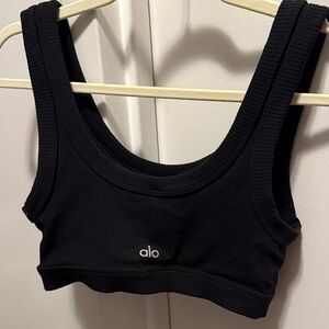ALO Yoga Black Ribbed Sports Bra